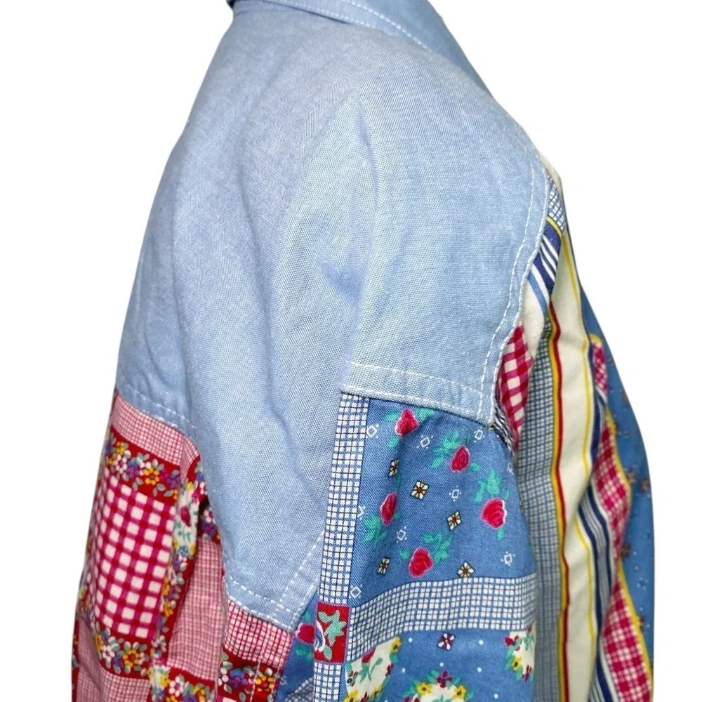 LizWear Vintage Colorful Multi Pattern Button Down Shirt with Pearl Snaps - Picture 8 of 16